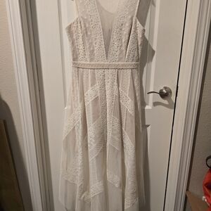 BCBGMaxAzria Cream Lace-Trim Dress
